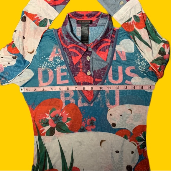 🟠 Custo Barcelona 🟠 unique button-down faux sweater top - Picture 6 of 7